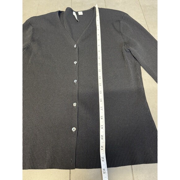 Venini  Cardigan Sweater Black Button Down Ribbed Classic Fit Rayon Blend Career - Picture 6 of 6